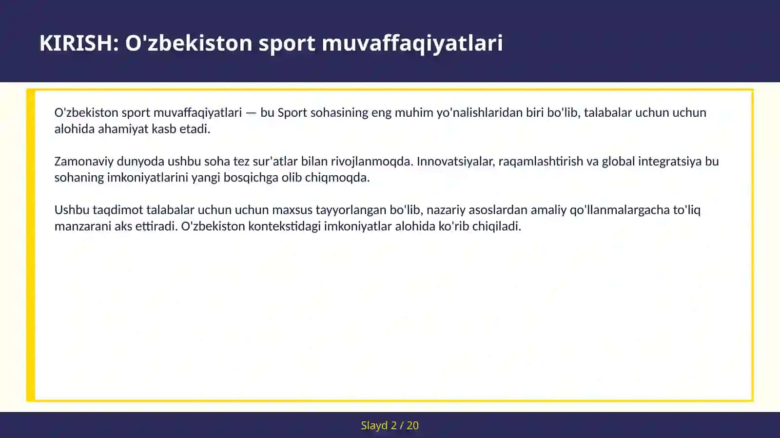 O'ZBEKISTON SPORT MUVAFFAQIYATLARI 2