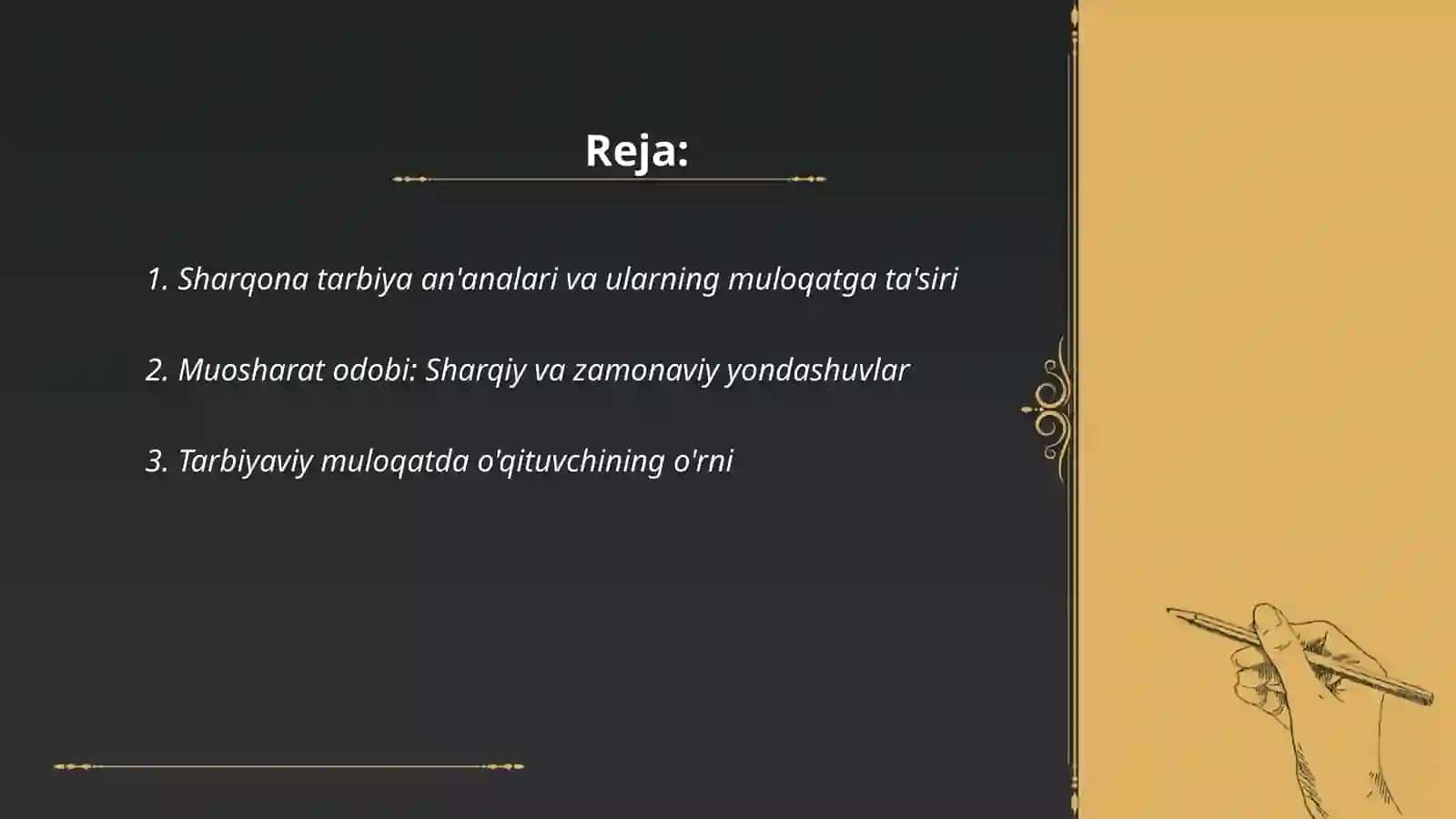Sharqona tarbiya va muosharat odobining muloqatga ta'siri. O'qituvchining nutq madaniyati va notiqlik san'ati 2