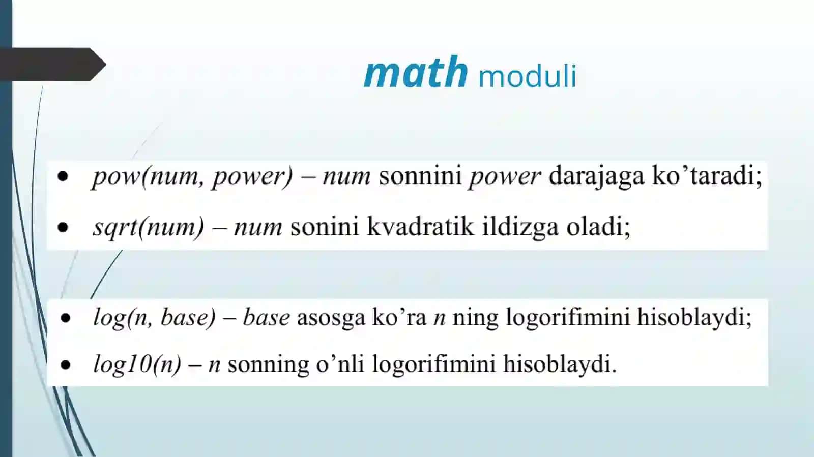 Python (Basic) math moduli 2