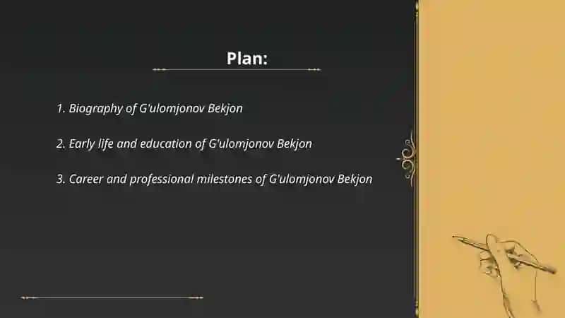 Biography of G'ulomjonov Bekjon 2