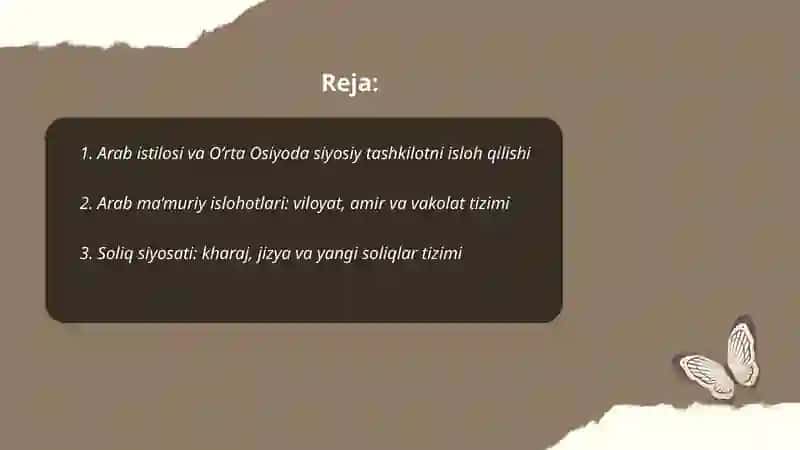 Arablarning O’rta Osiyoni isloh qilishi 2