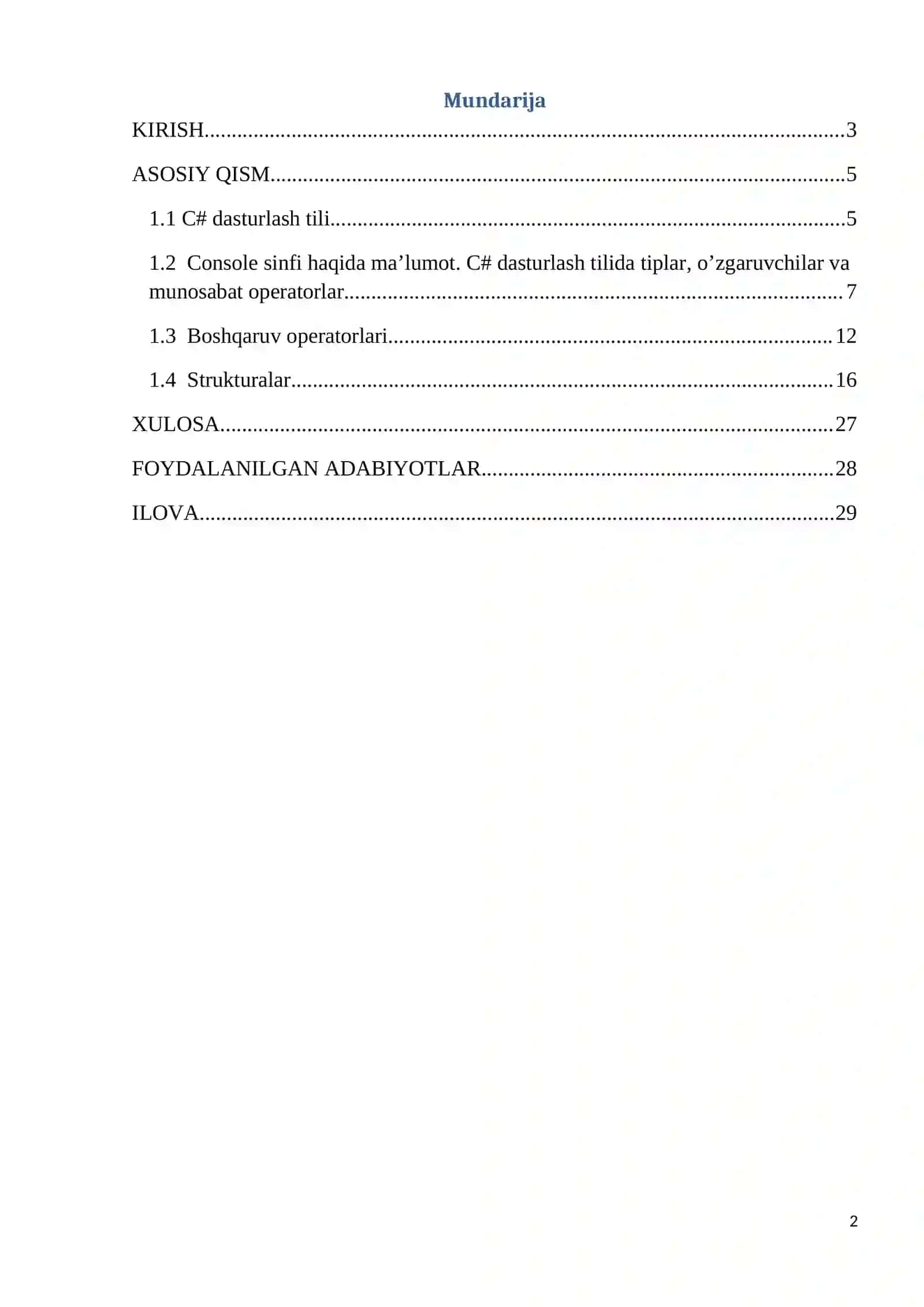 “Strukturalar. Dinamik strukturalar” 2