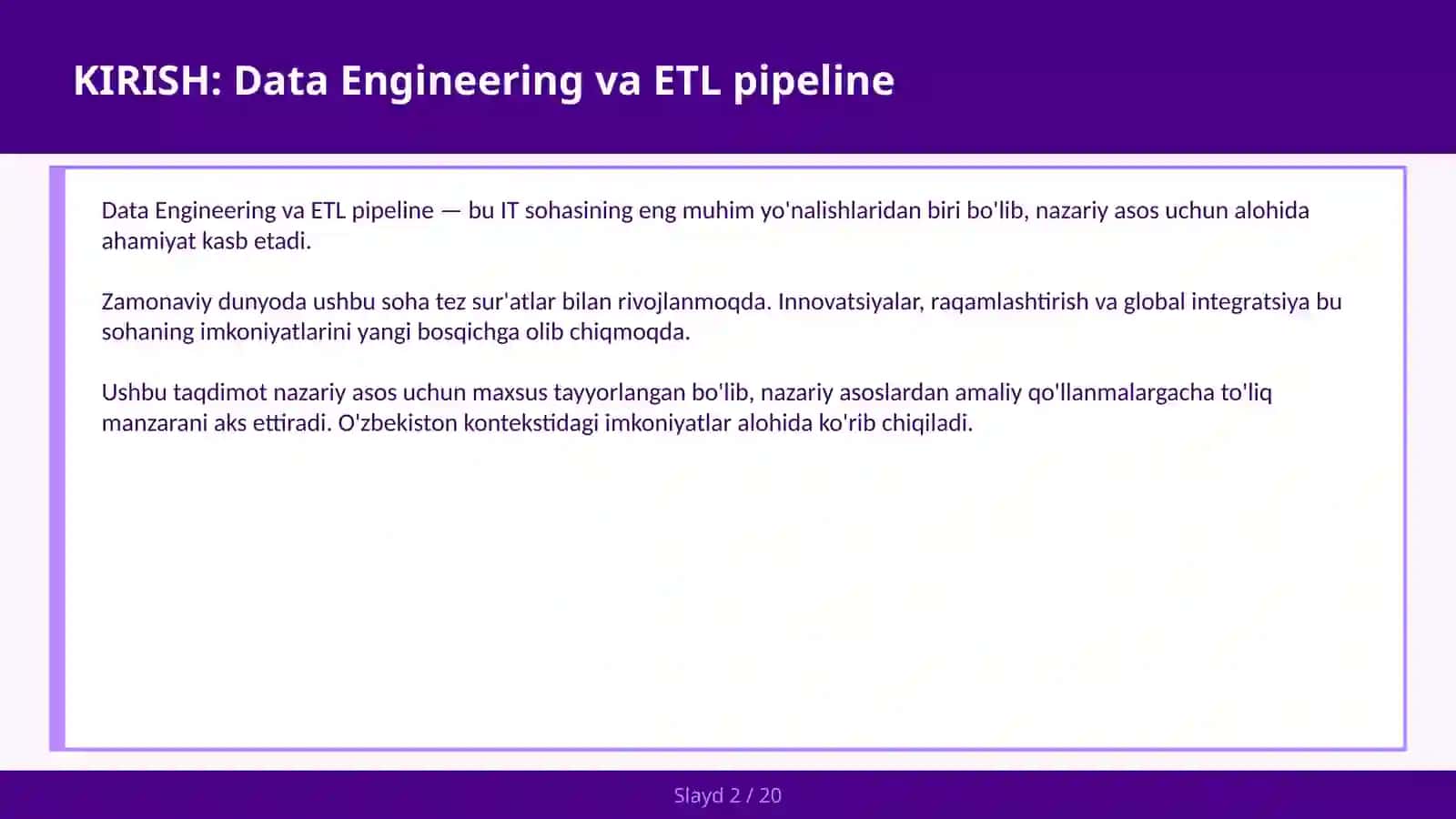 Data Engineering va ETL pipeline 2