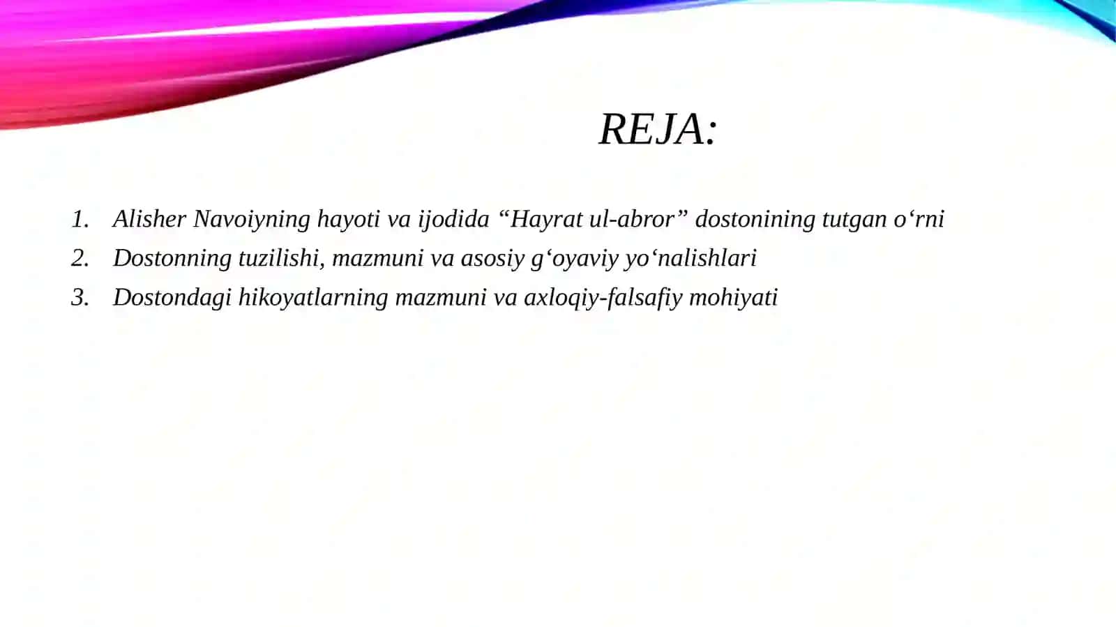 Hayrat ul-abror asaridagi hikoyatlar talqini 2