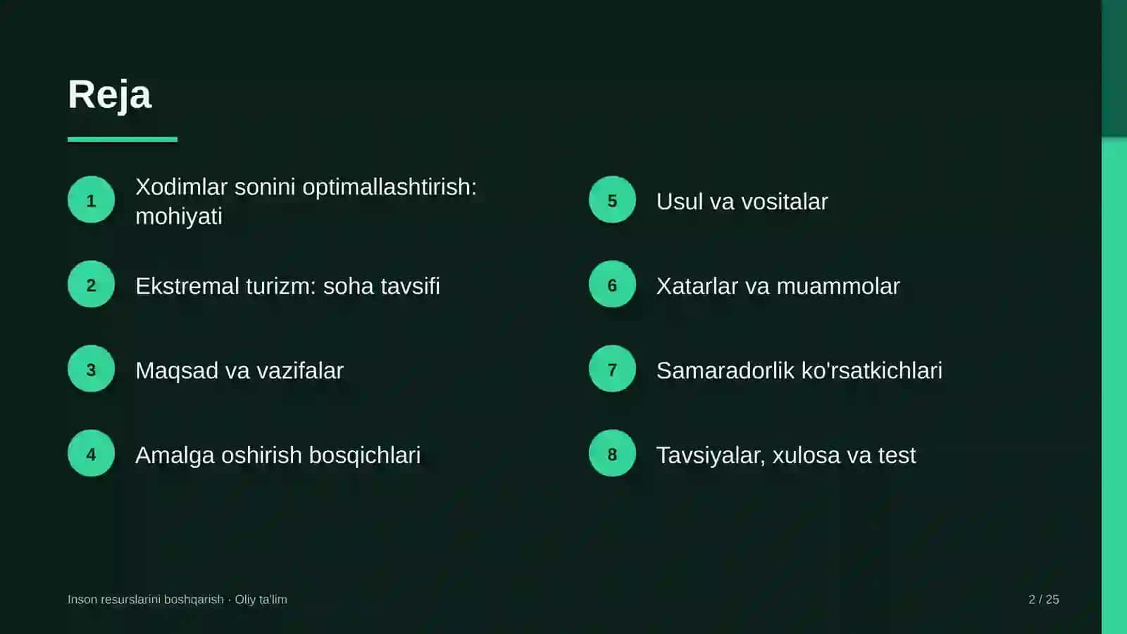 Ekstremal turizmda xodimlar sonini optimallashtirish 2