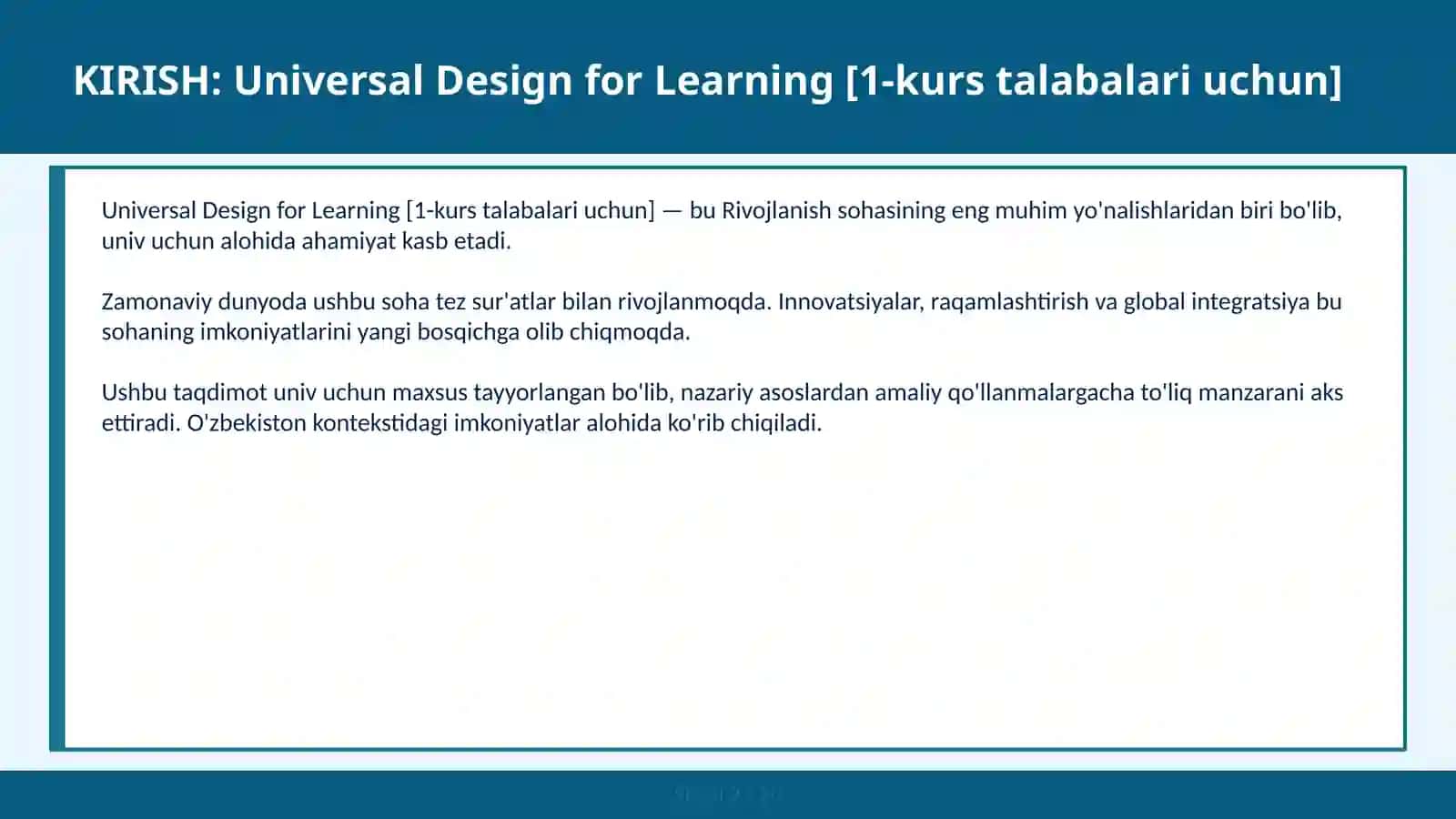 Universal Design for Learning [1-kurs talabalari uchun] 2