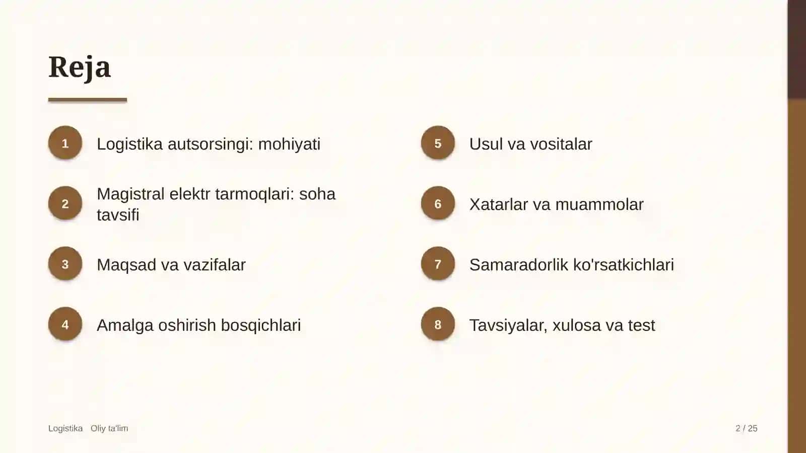 Magistral elektr tarmoqlarida logistika autsorsingi 2