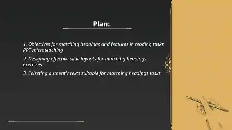 Matching headings and features in reading tasks PPT microteaching 2