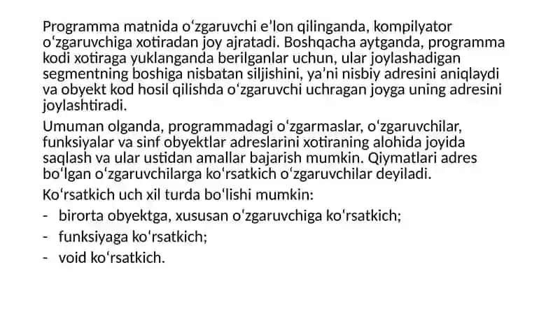 C++ tilida ko’rsatkichlar 2