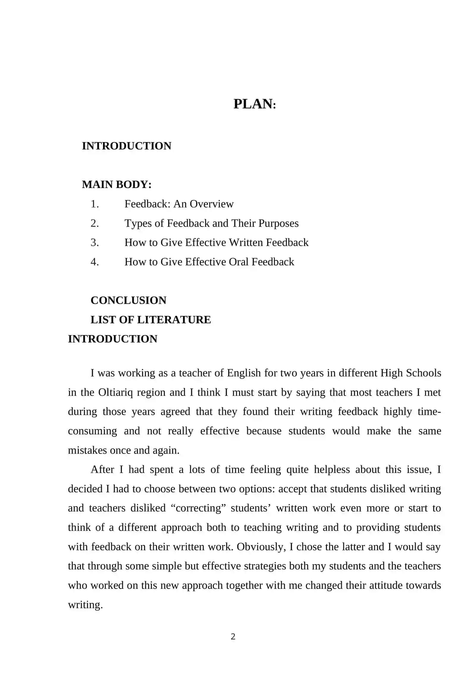AUTHENTICITY IN WRITING OF PROCESS. GIVING FEEDBACK IN WRITING 2