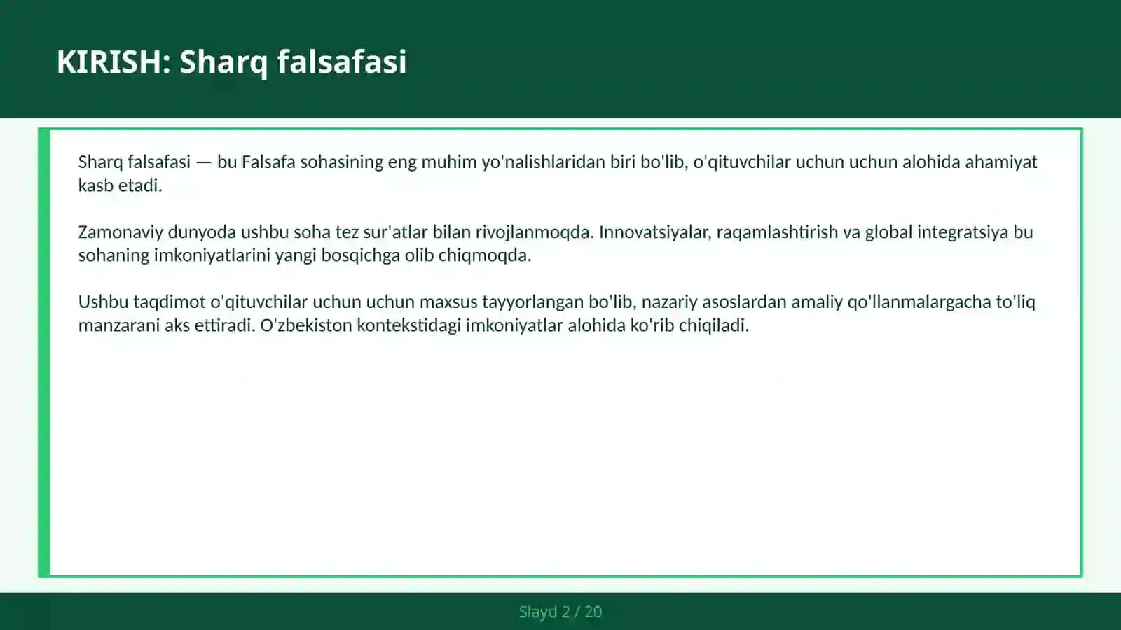 SHARQ FALSAFASI 2