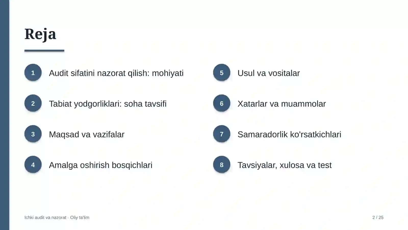 Tabiat yodgorliklarida audit sifatini nazorat qilish 2