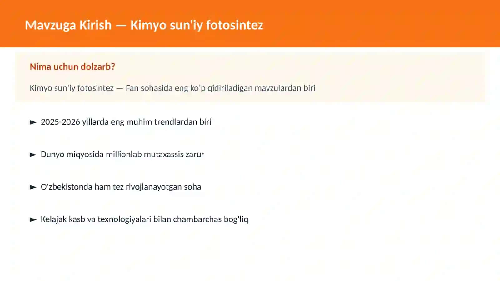 Kimyo sun'iy fotosintez 2