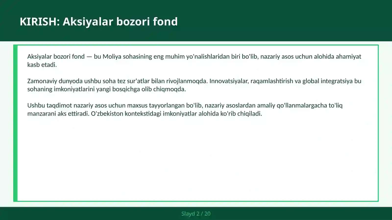 Aksiyalar bozori fond 2