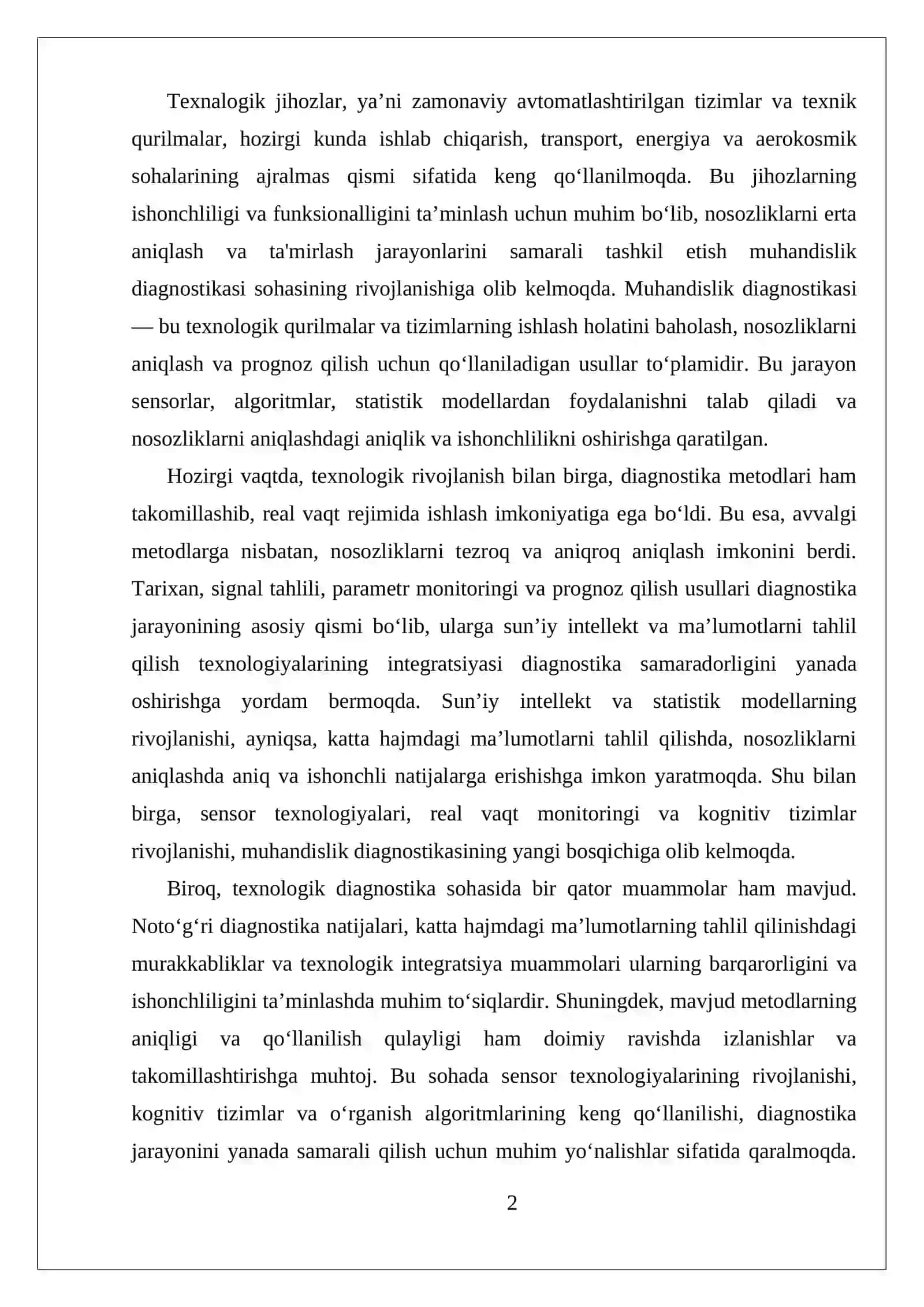 Muhandislik diagnostikasi 2