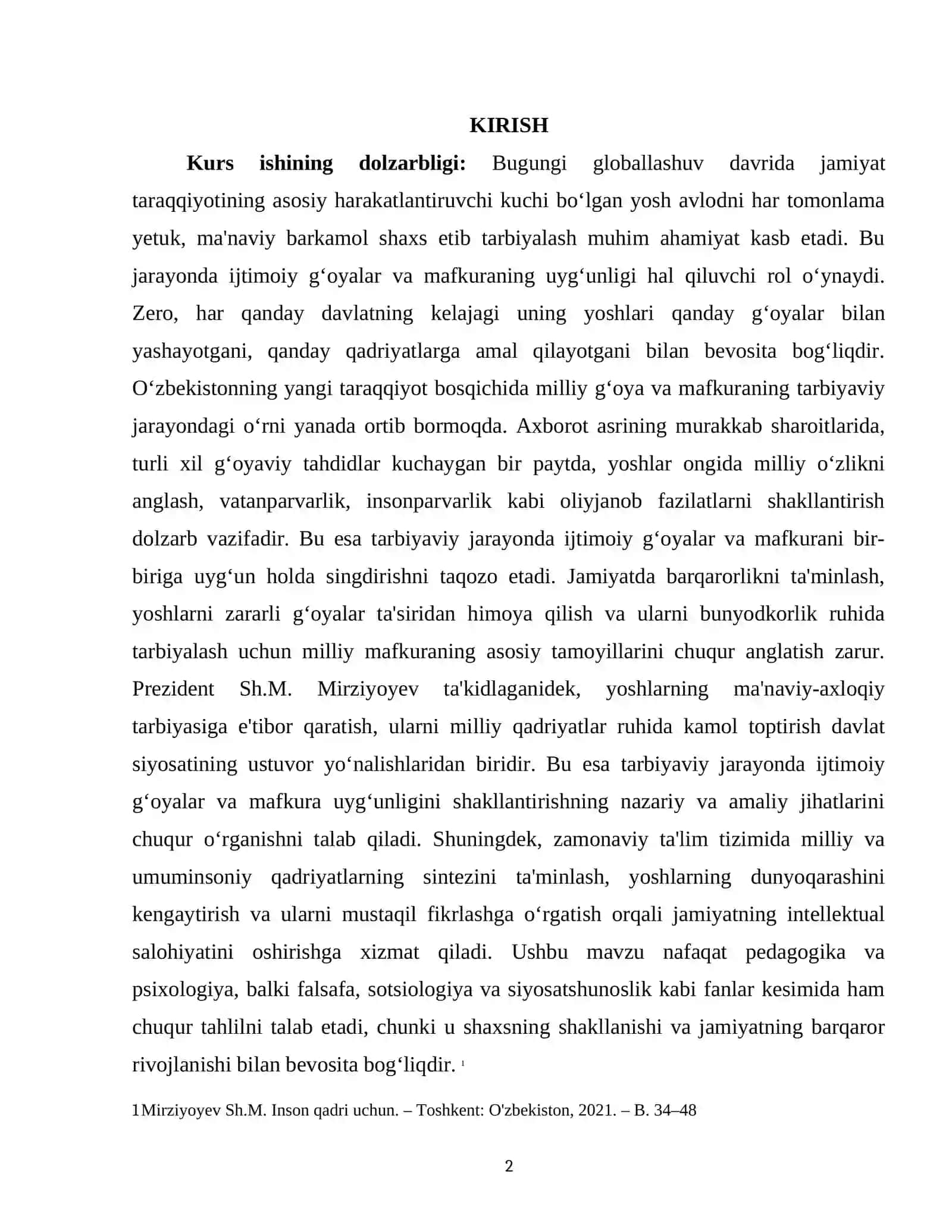 Kurs ishining dolzarbligi 2