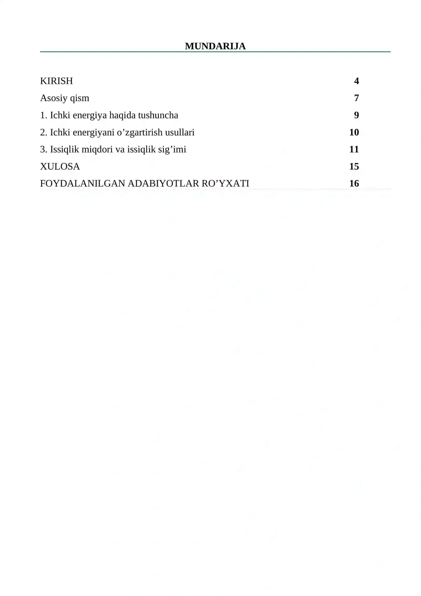 MIKRODARS ISHI «Ichki energiya» 2