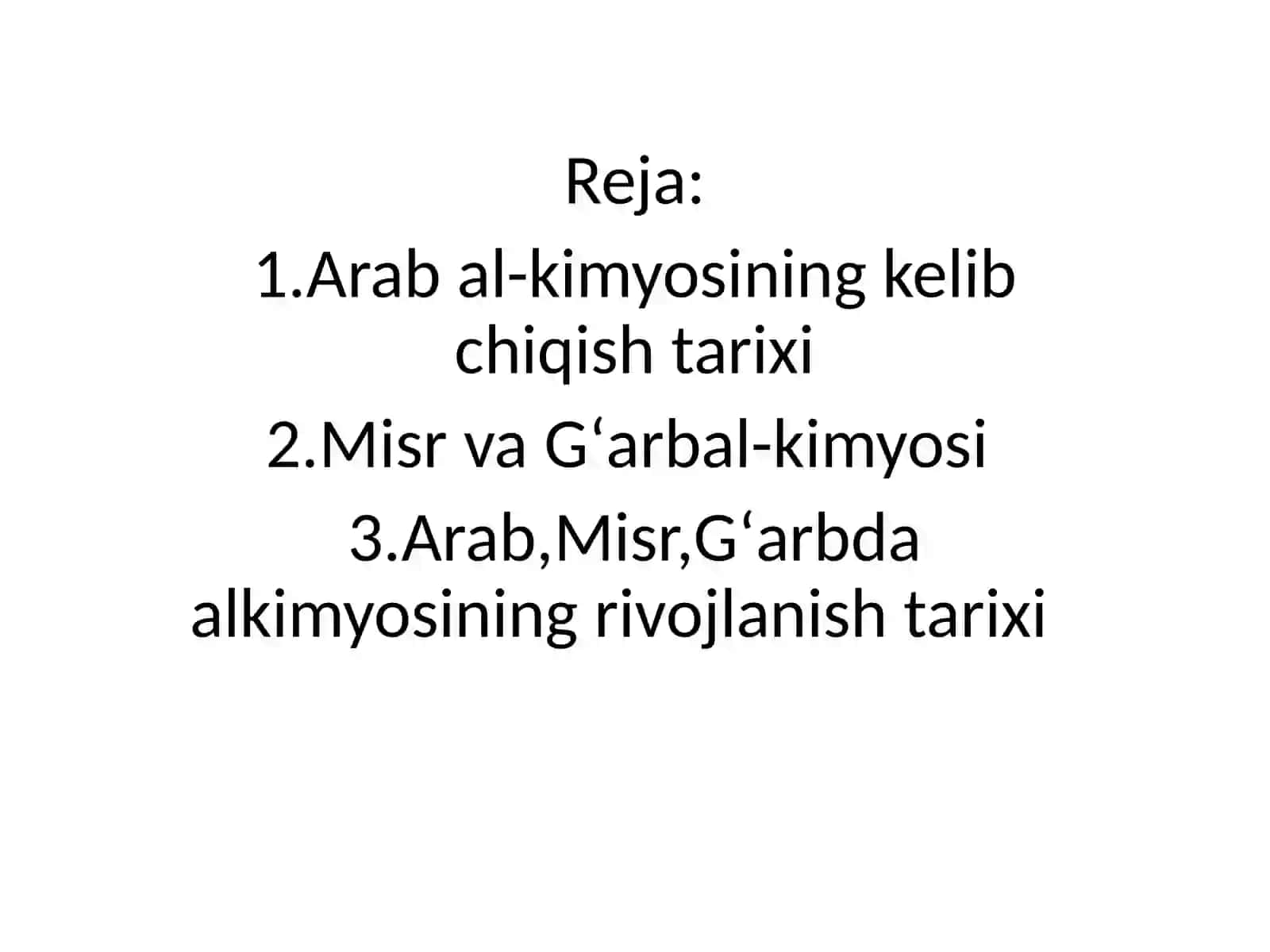 Arab, Misr va Gʻarbal-kimyosi 2
