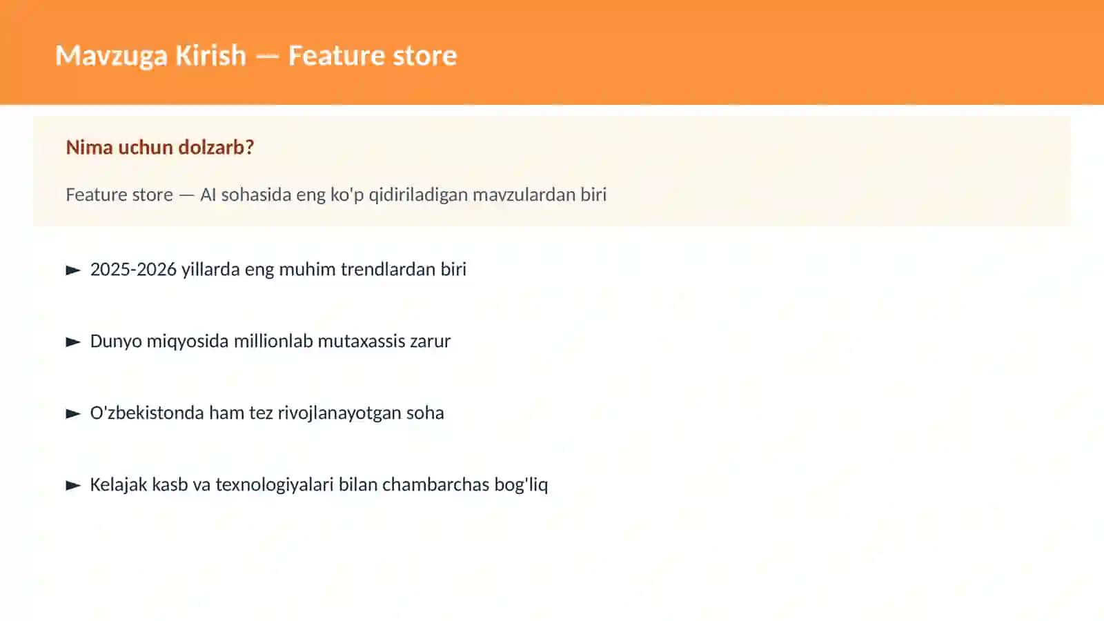 Feature store 2