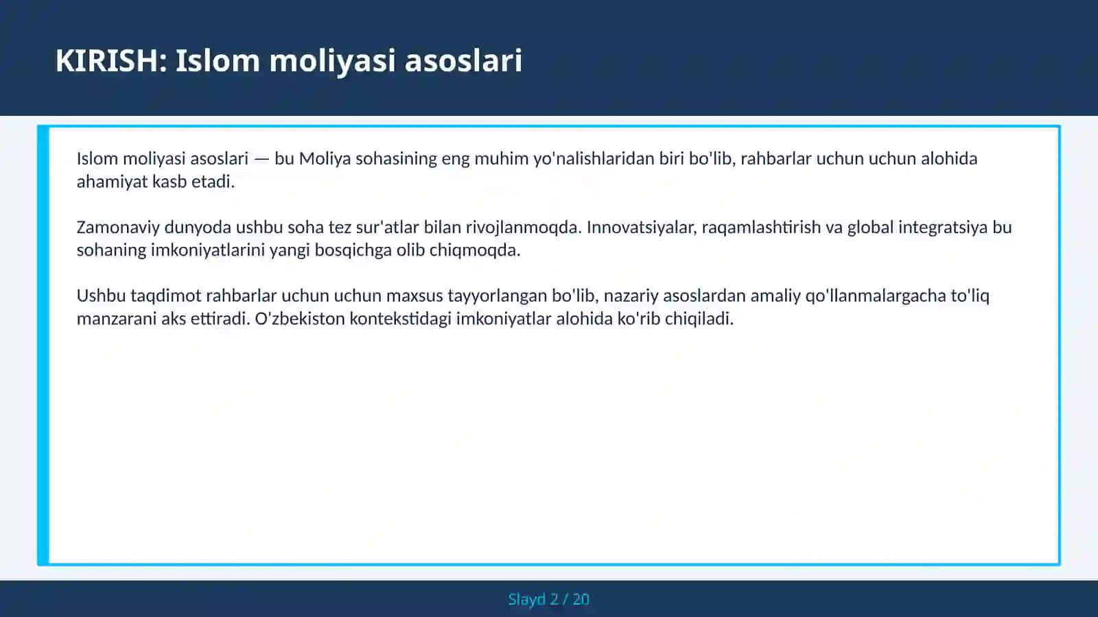 Islom Moliyasi Asoslari 2