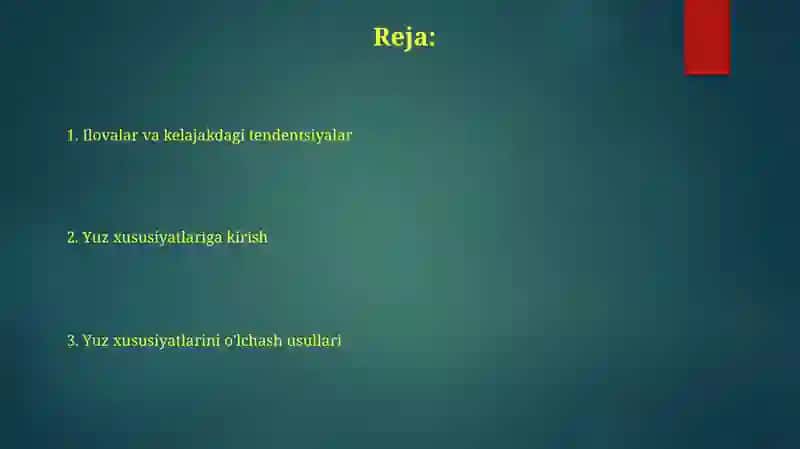 Yuz xususiyatlarini o'lchash 2