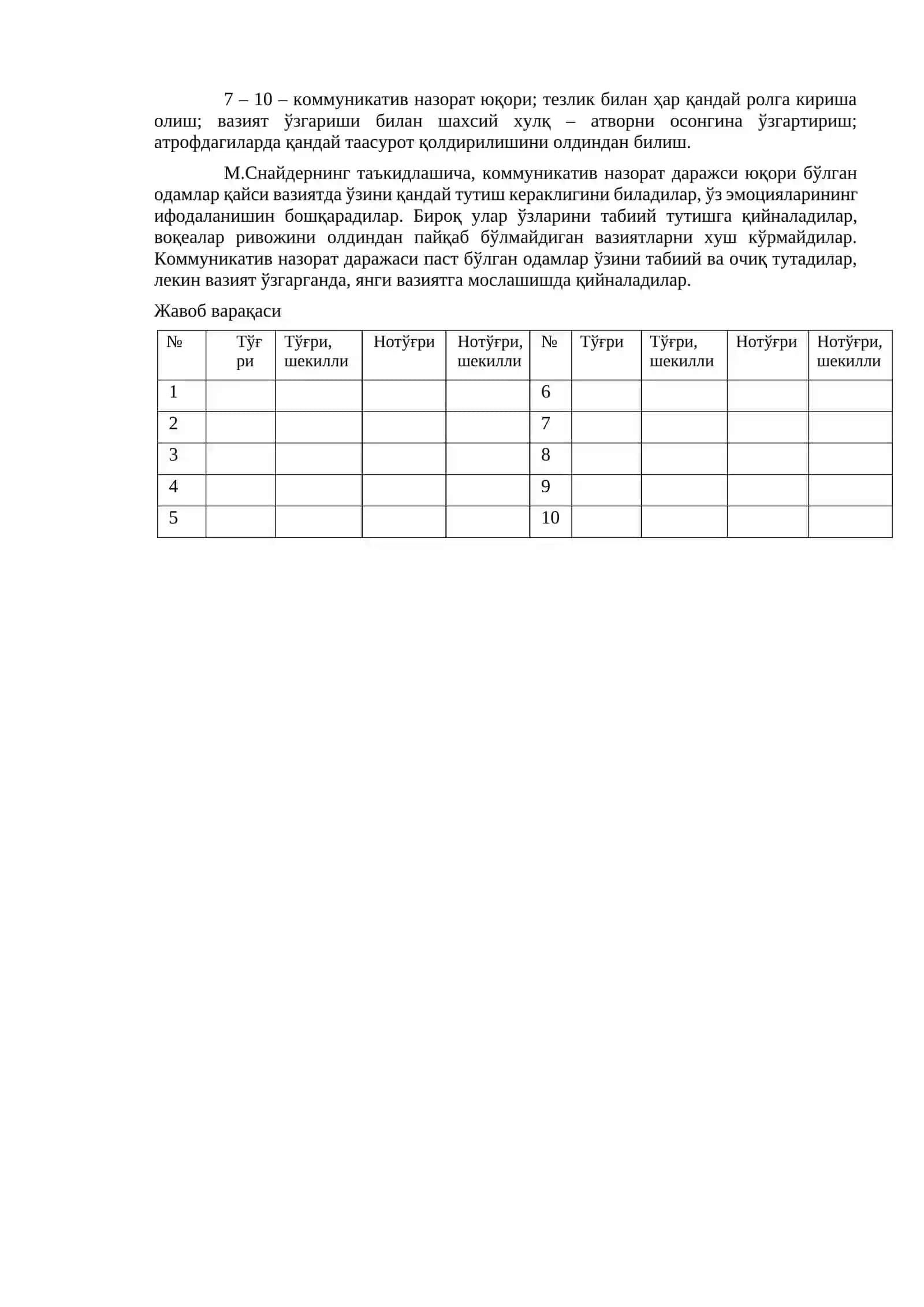 Мулоқотда ўзини ўзи бошқариш. 2