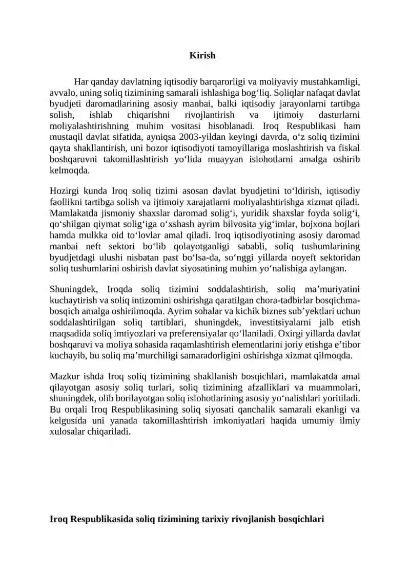 Iroq soliq tizimi 2