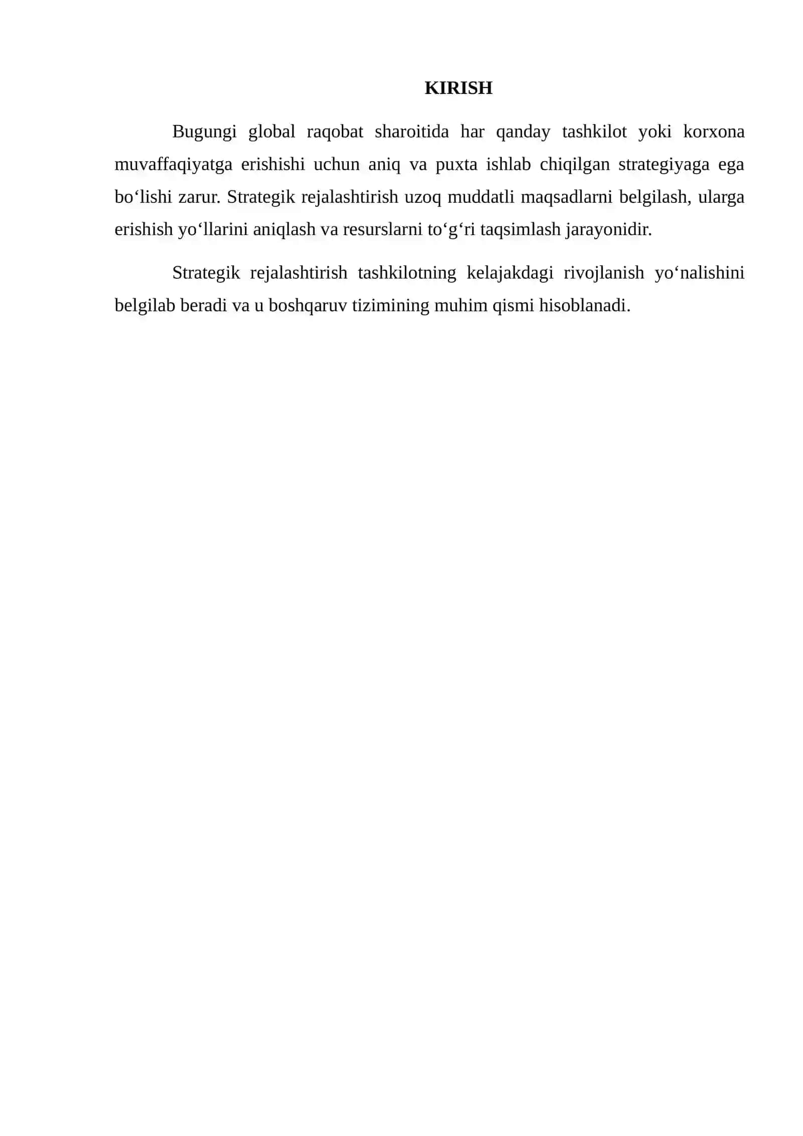 STRATEGIK REJALASHTIRISH JARAYONI VA AMALGA OSHIRISH BOSQICHLARI 2