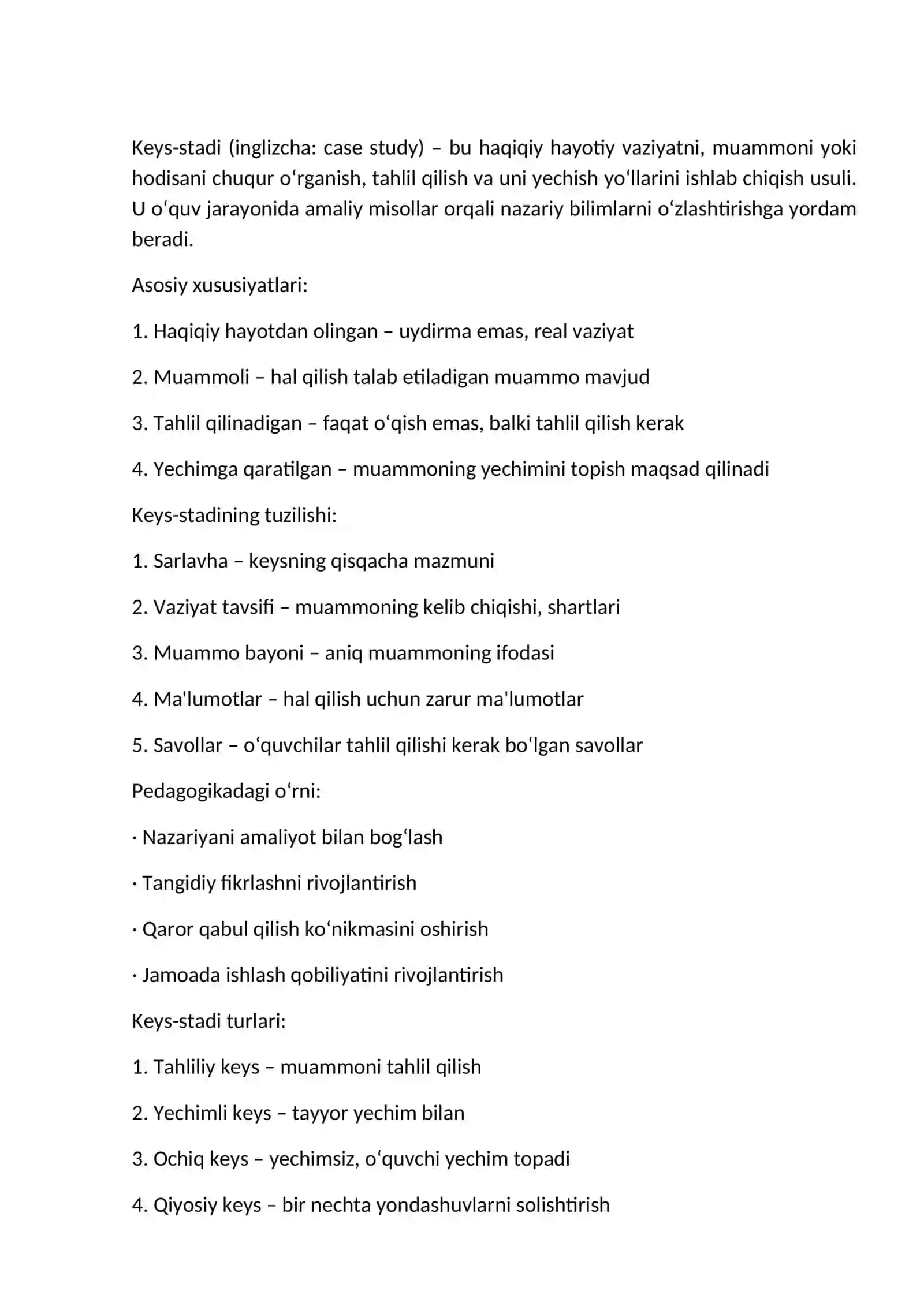 Keys-stadi (inglizcha: case study) 2