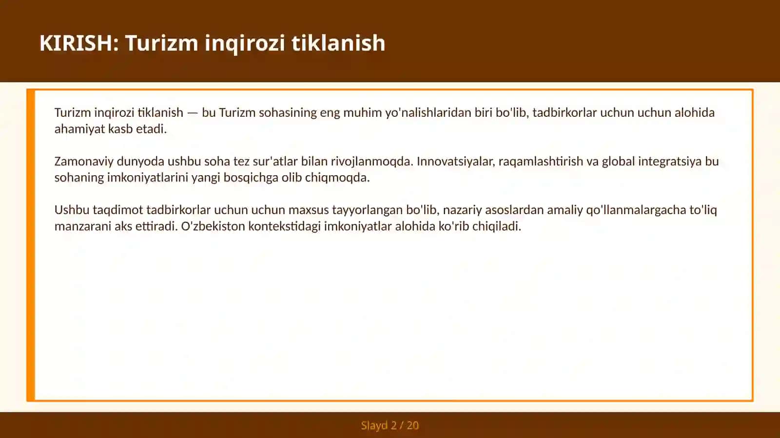 TURIZM INQIROZI TIKLANISH 2