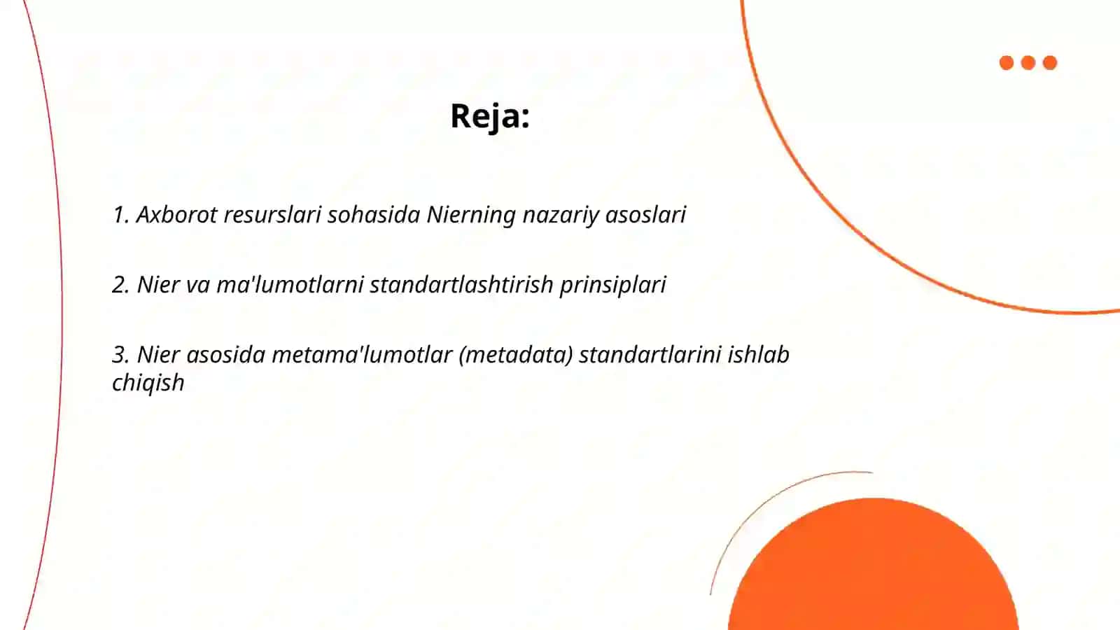 Axborot resurslari sohasida Nier va standartlashtirish 2
