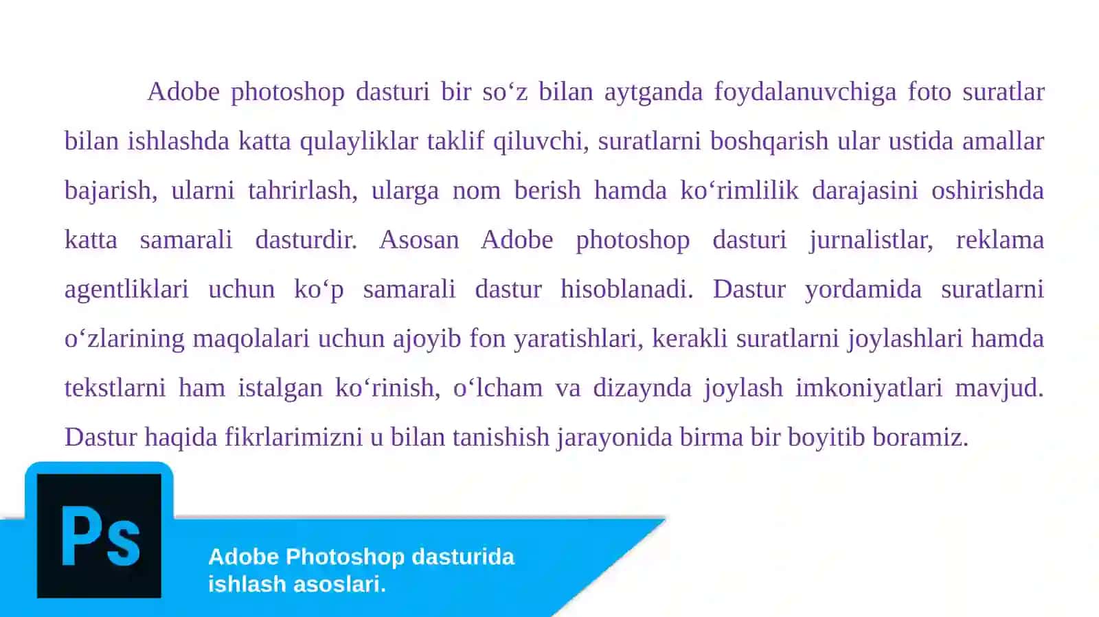 Adobe Photoshop dasturi 2