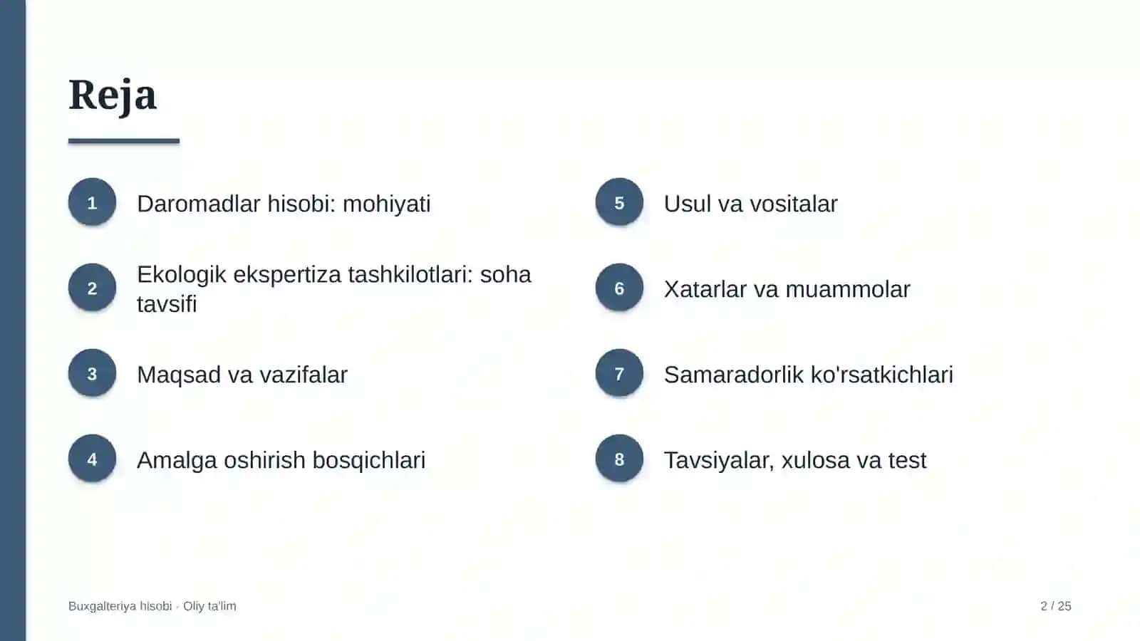 Ekologik ekspertiza tashkilotlarida daromadlar hisobi 2