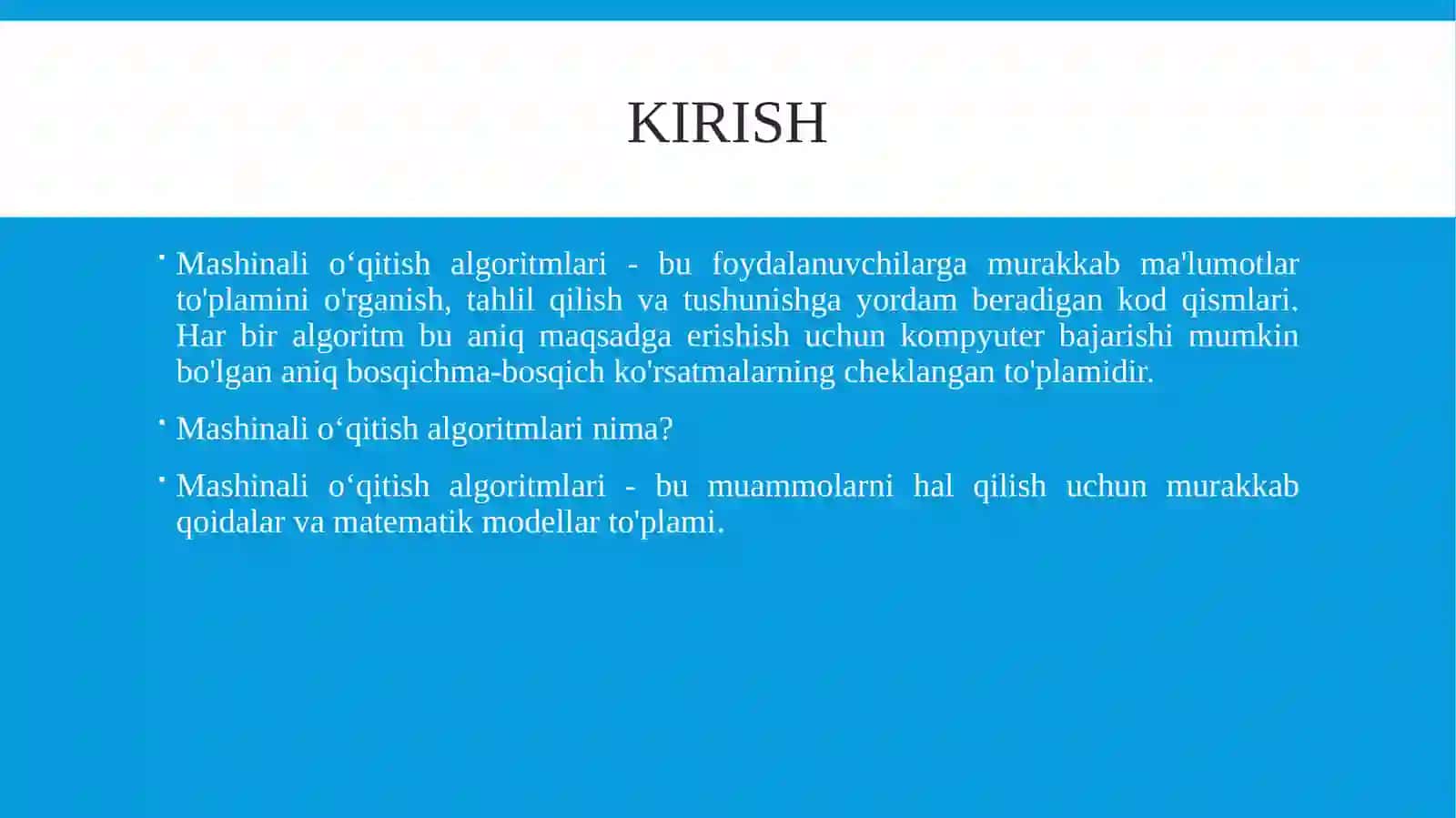 Mashinali o‘qitish algoritmlari 2