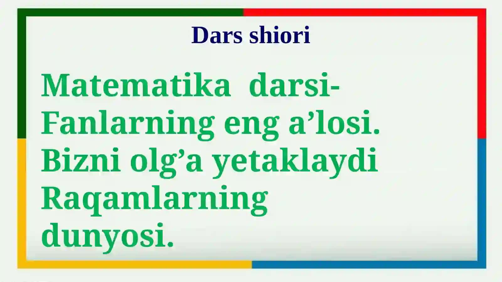 5 ga bo’lish alomati. 4-sinf matematika dars ishlanma 2