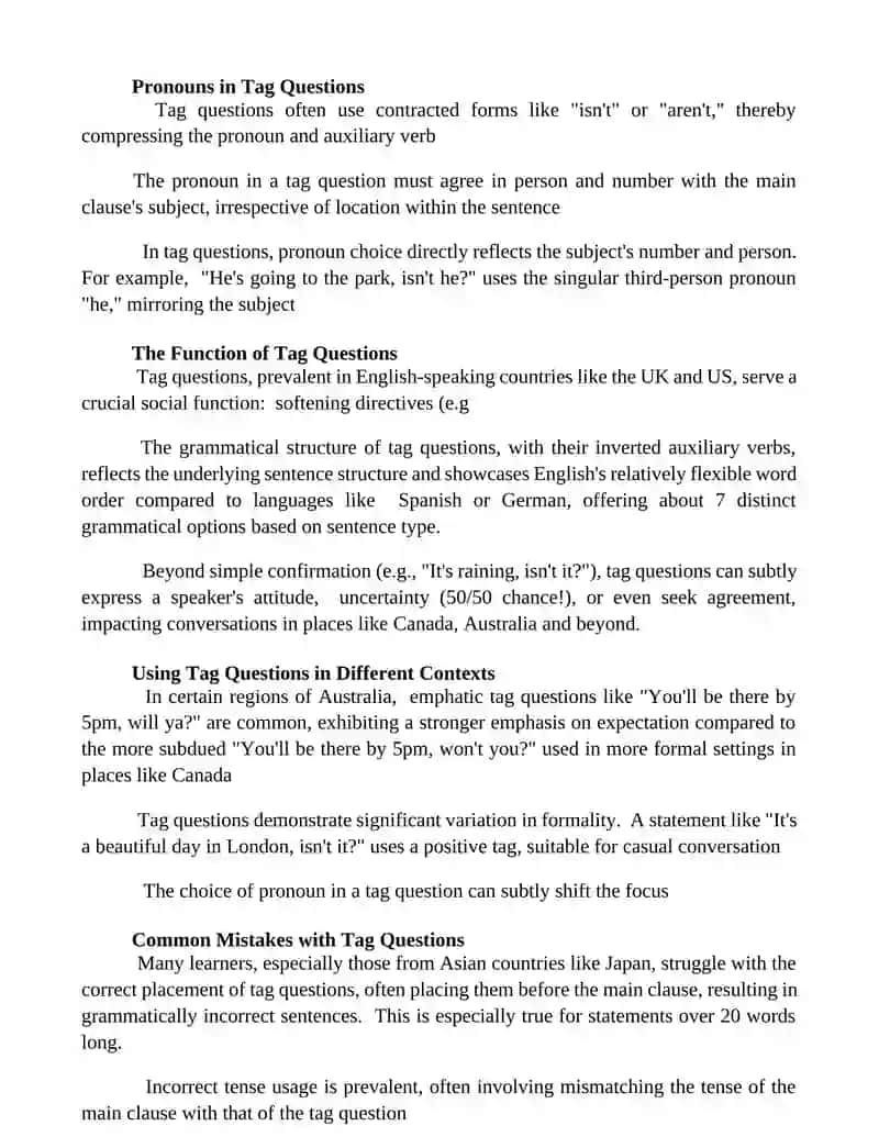 Tag questions 2