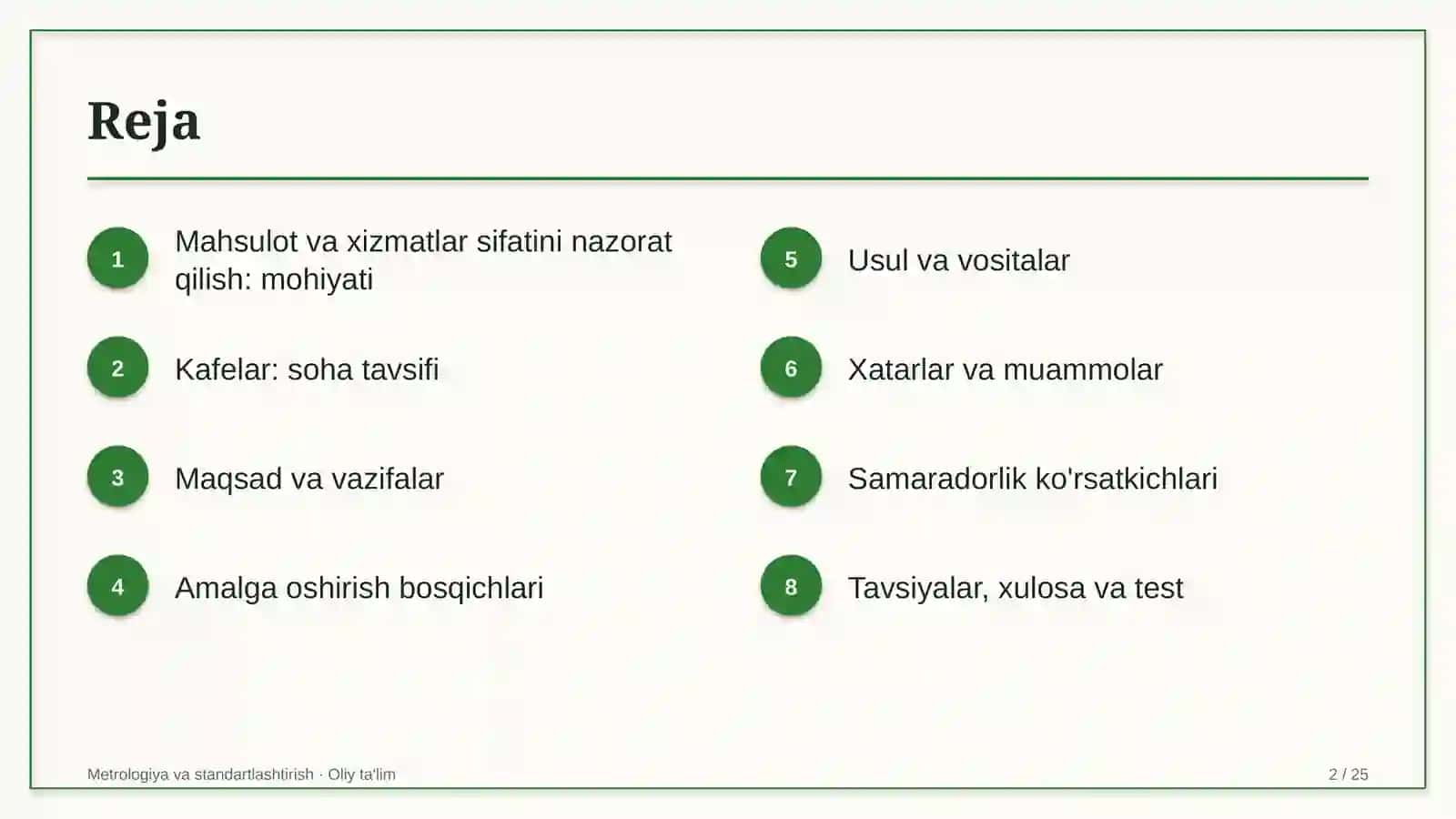 Kafelarda mahsulot va xizmatlar sifatini nazorat qilish 2