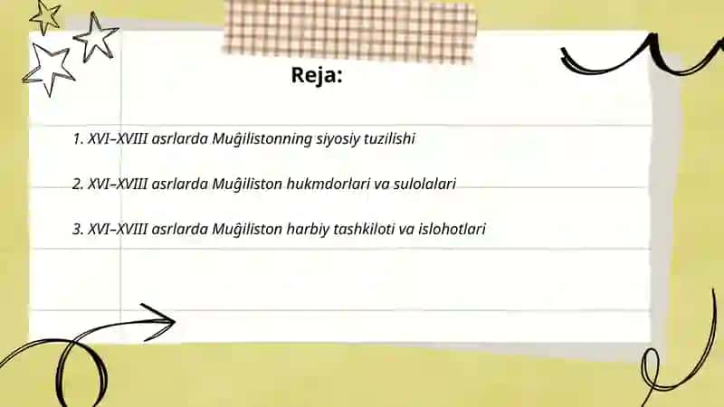 XVI -XVIII asrlarda muĝiliston 2