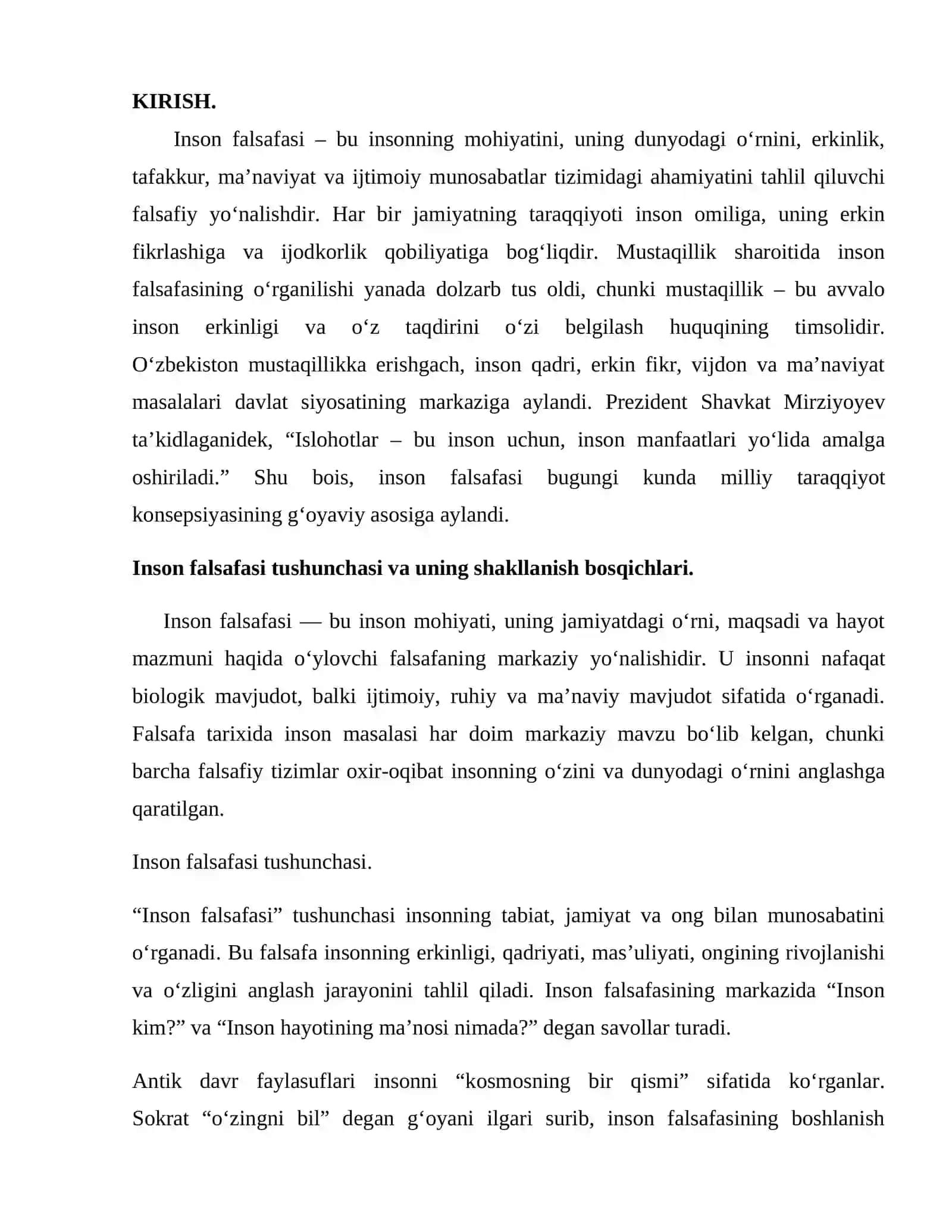 Inson falsafasi. Mustaqillik va islohotlarning ijtimoiy mohiyati 2