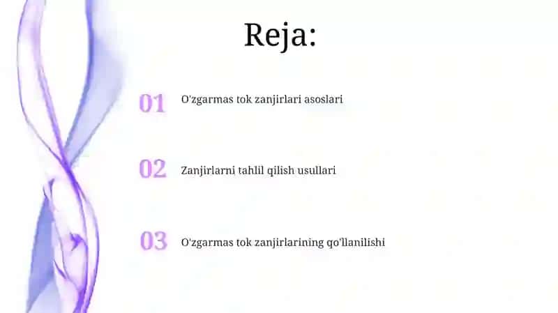 O'zgarmas tok zanjirlari 2