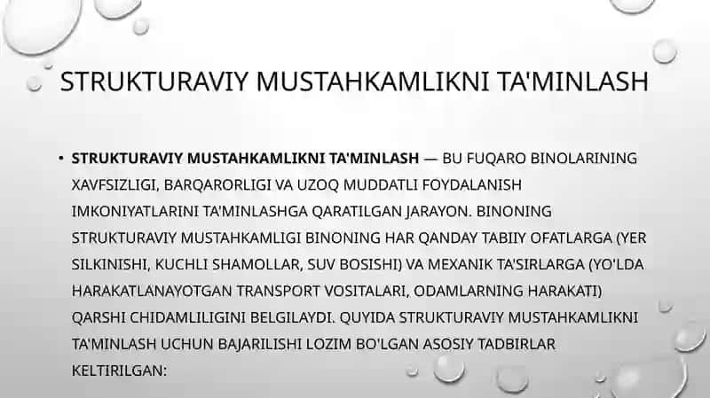 Fuqaro binolarini konstruktiv loyihalash 2