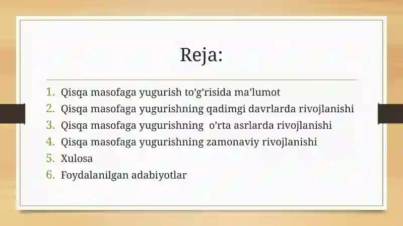 Qisqa masofalarga yugurishning rivojlanish tarixi mavzusida taqdimot (prezintatsiya) 2