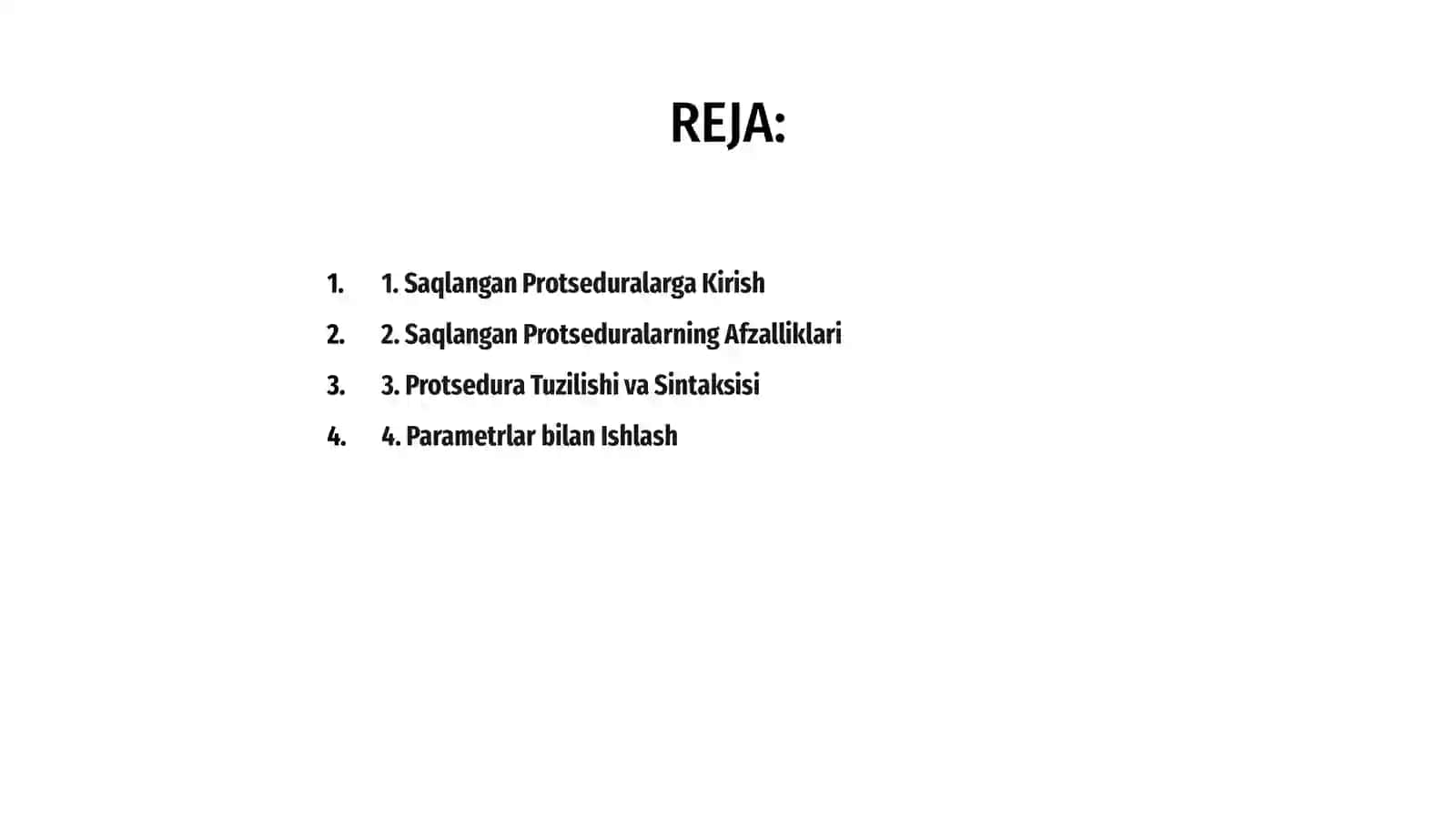 Stored Procedures (Saqlangan protseduralar) 2