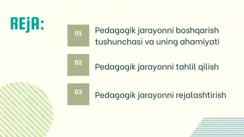 MAKTABGACHA TAʼLIM TASHKILOTLARIDA PEDAGOGIK JARAYONNI BOSHQARISHNI TAHLIL ETISH VA REJALASHTIRISH 2