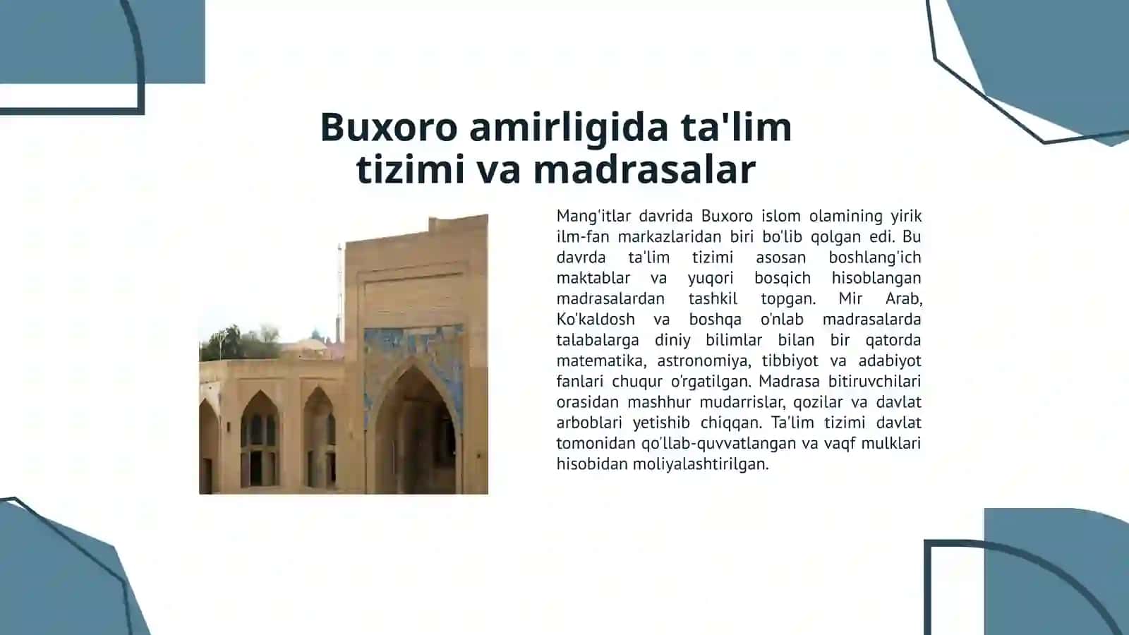 Mang'itlar davrida ilm-fan va madaniyat 2