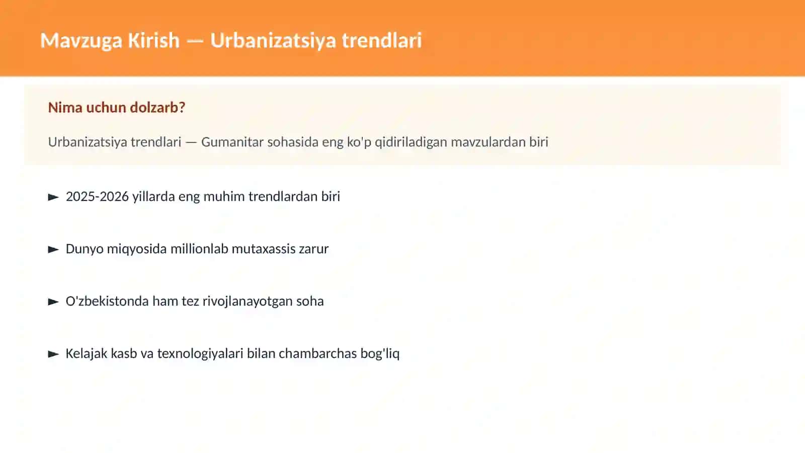 Urbanizatsiya trendlari 2