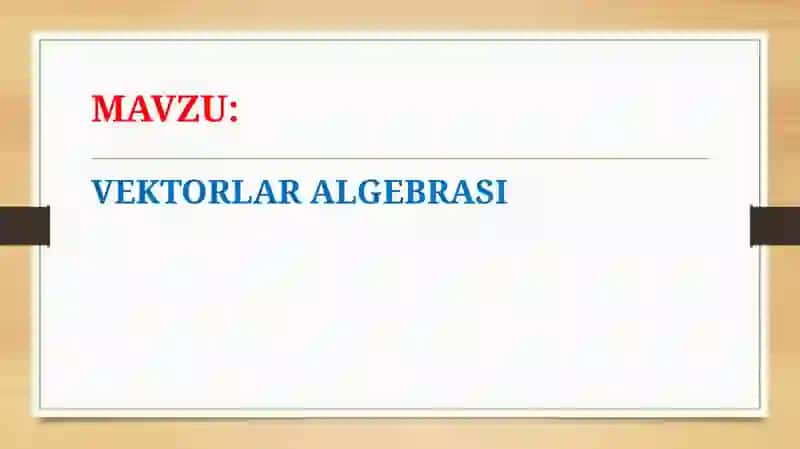 VEKTORLAR ALGEBRASI 2