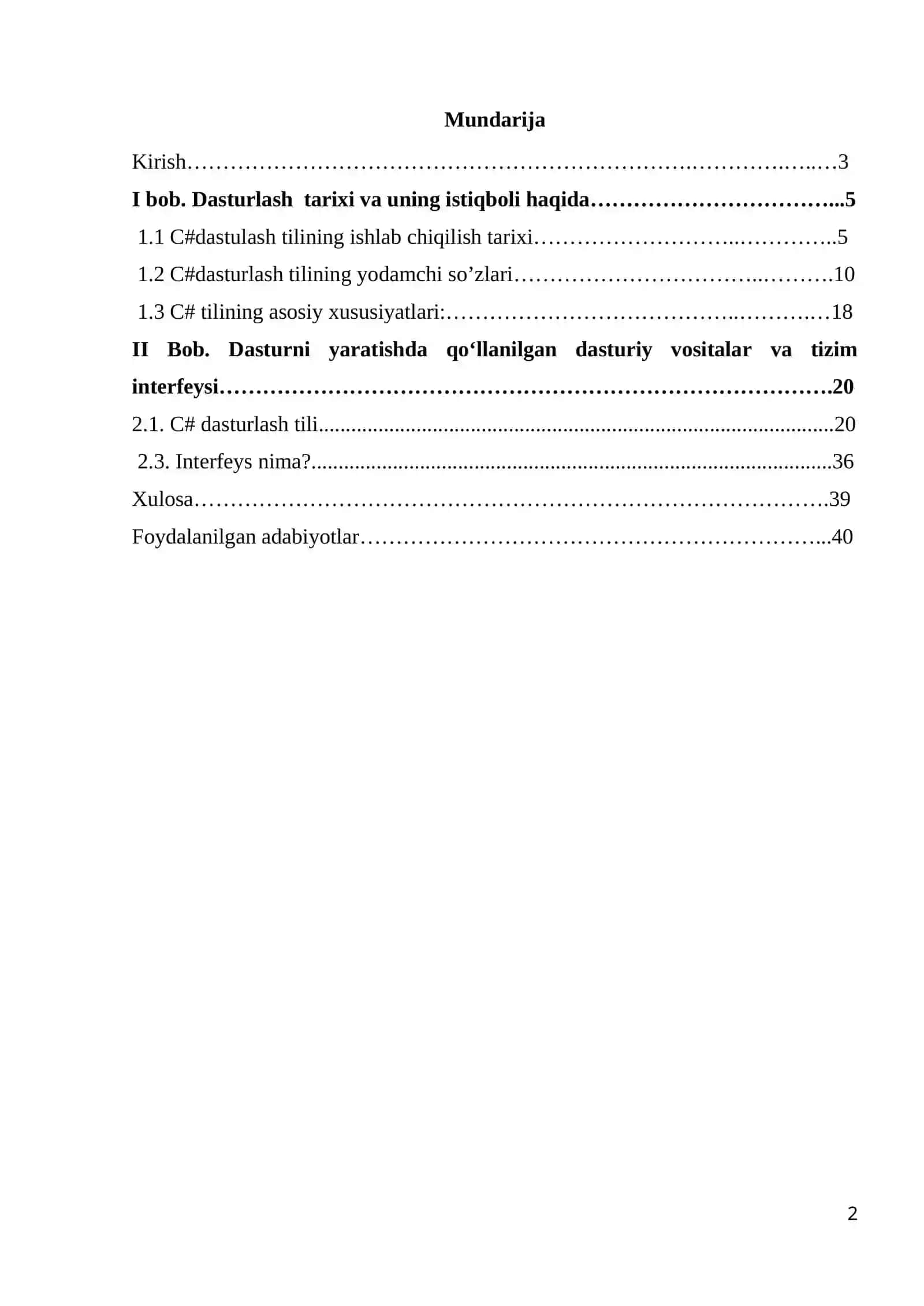 “C# dasturlashda tilida dasturlashda interfeyslardan foydalanish” 2
