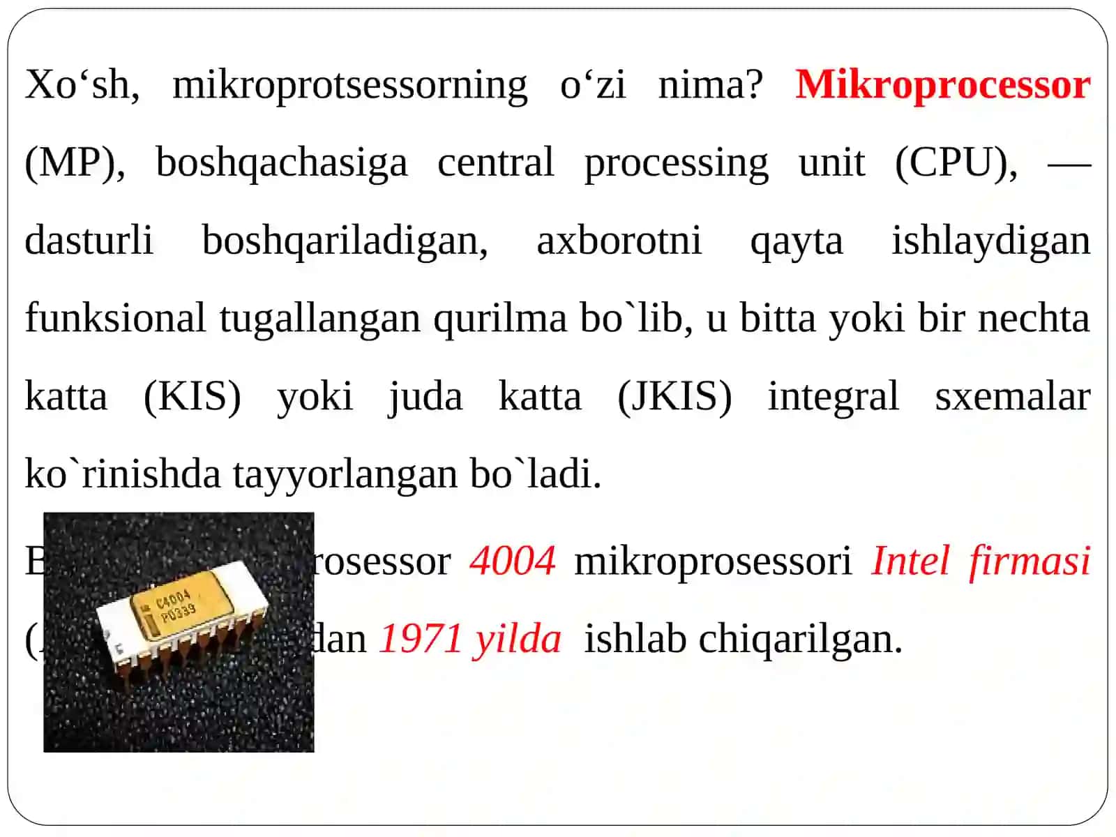 MIKROPROTSESSORLAR VA ULARNING TURLARI 2