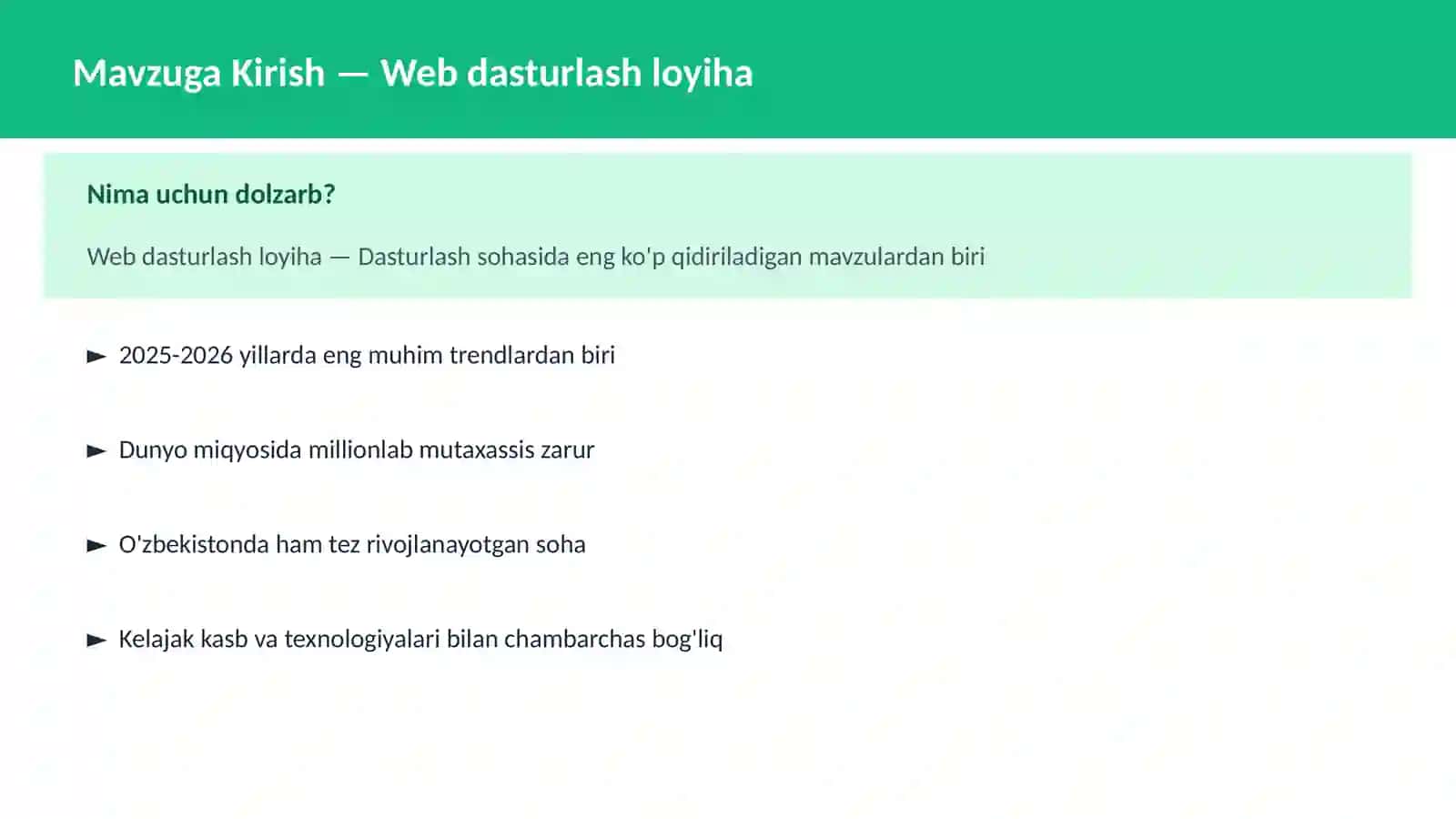 DASTURLASH | JAVASCRIPT VA WEB 2